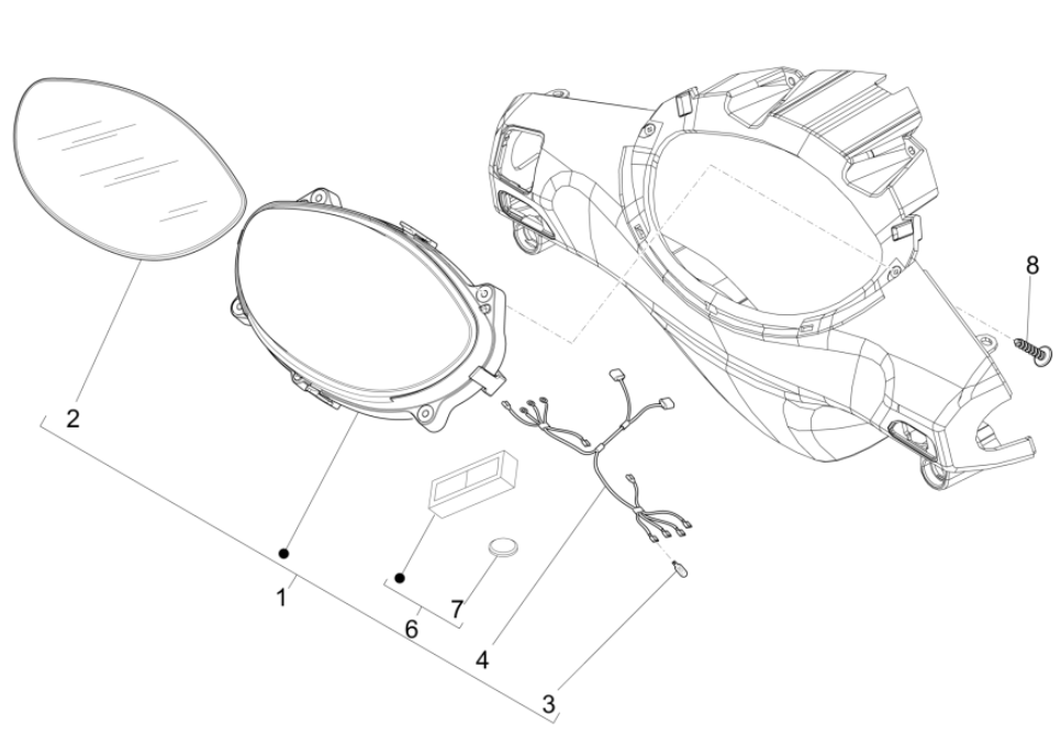 Kilometerteller - Cockpit Piaggio Fly 125 IE 4-takt 3V Euro 3