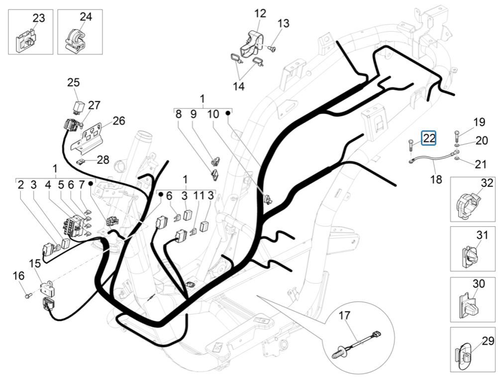 Kabelboom Piaggio Medley 125 ABS Euro 5 2021-2022