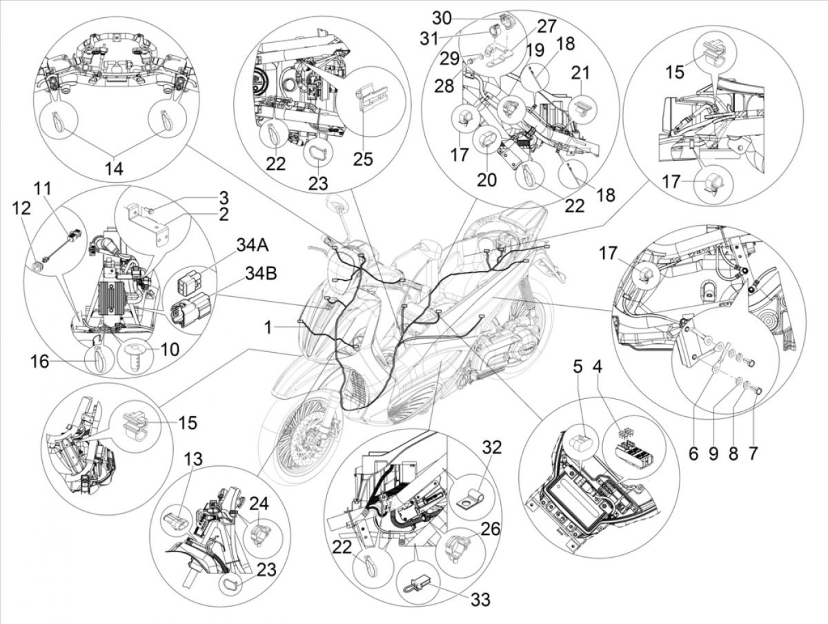 Kabelboom Piaggio Beverly 300 IE ABS Euro 4 2016-2020
