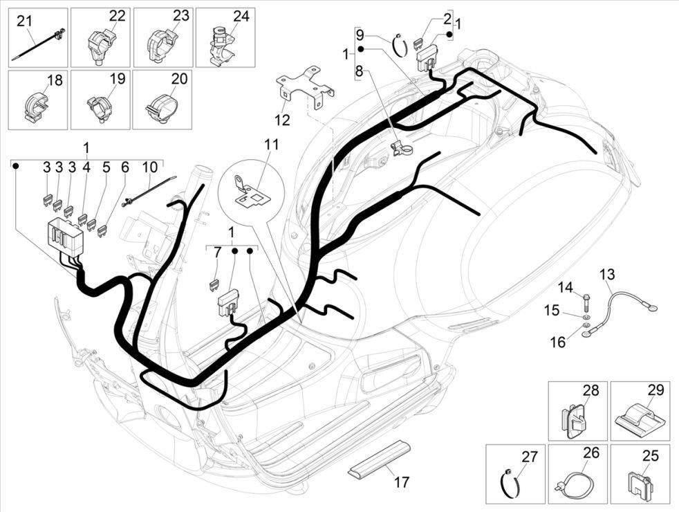 Kabelboom Vespa GTS 300 HPE 4V IE ABS Euro 4 2019