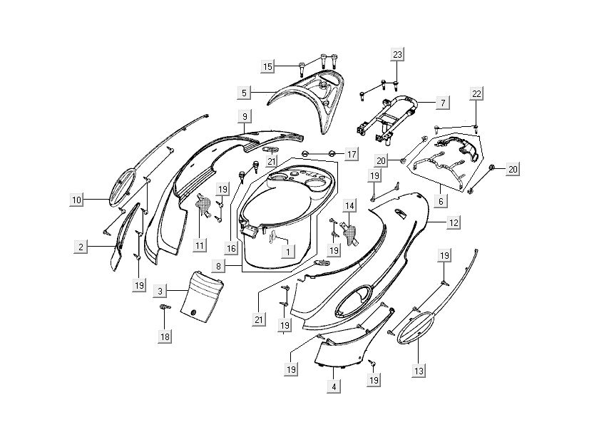 Kappen - Beplating achterzijde Kymco People 50 2-takt donker grijs
