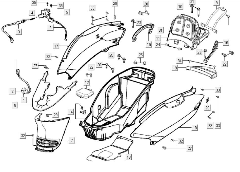 Kappen - Beplating achterzijde Kymco Grand Dink 250