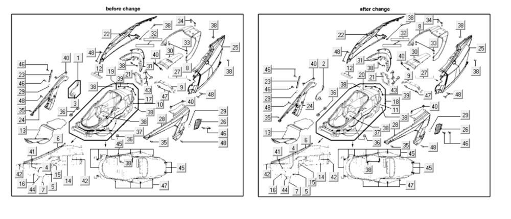 Kappen - Beplating achterzijde Kymco Myroad 700i