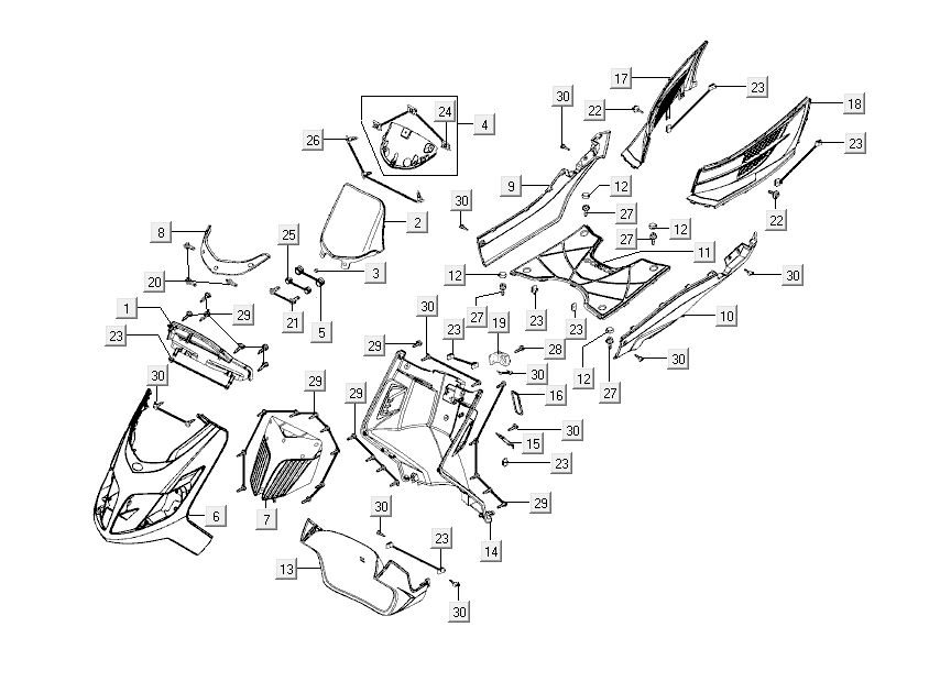 Kappen - Beplating Kymco New Dink 4-takt goud