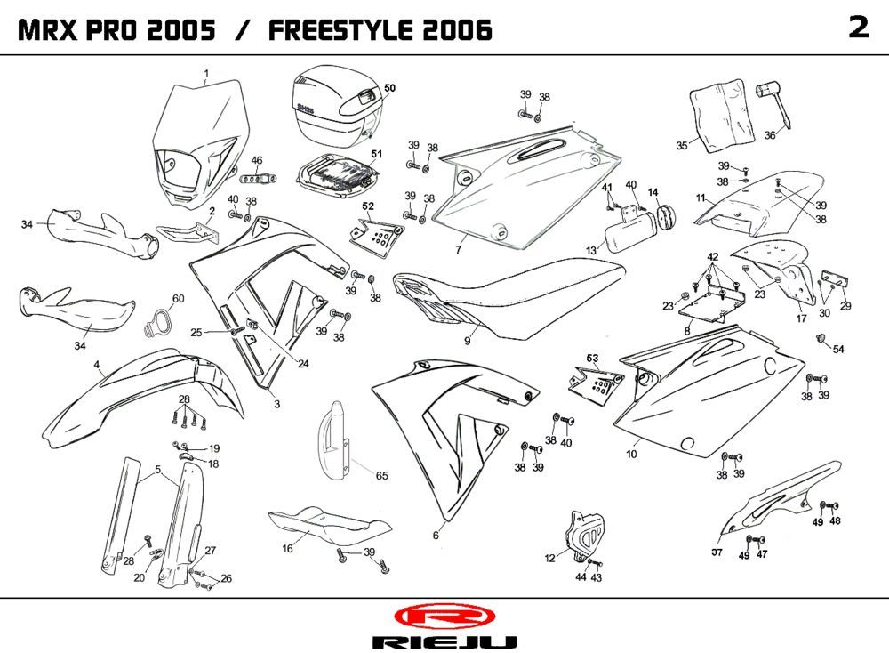 Kappen - Beplating Rieju MRX pro zwart 2006 2-takt