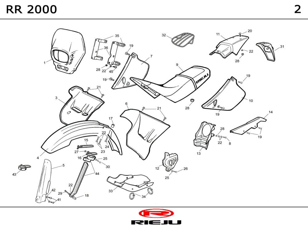 Kappen - Beplating Rieju RR zwart 2001 2-takt