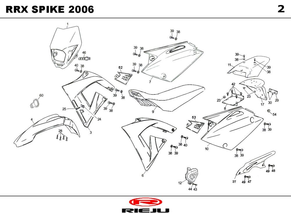Kappen - Beplating Rieju Spike-x wit 2009 2-takt