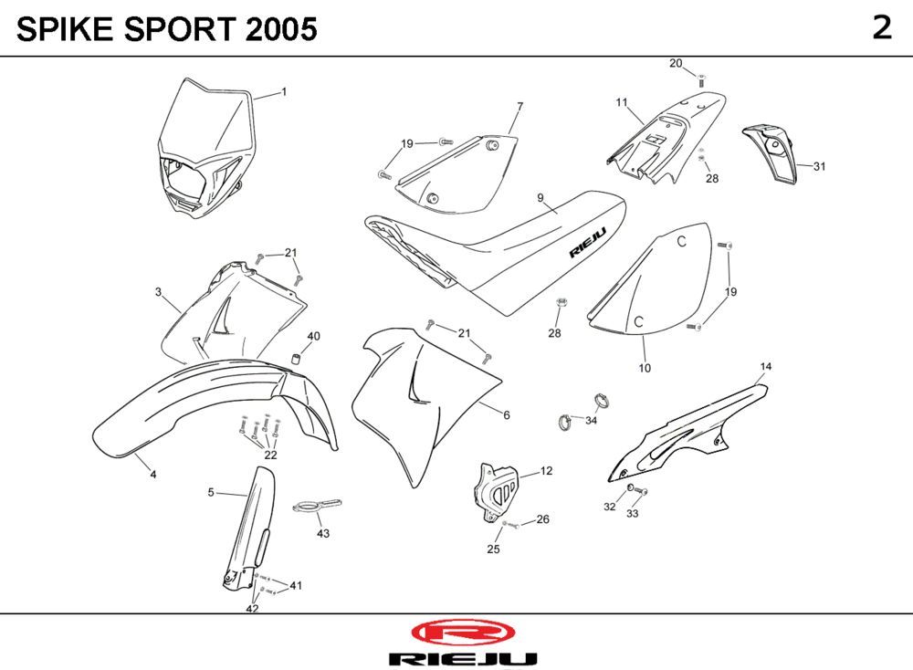 Kappen - Beplating Rieju Spike geel 2007 2-takt