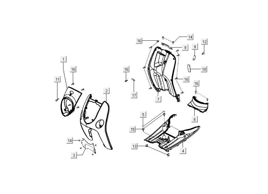 Kappen - Beplating voorzijde en midden Kymco Sento 50 4-takt Spring Wit