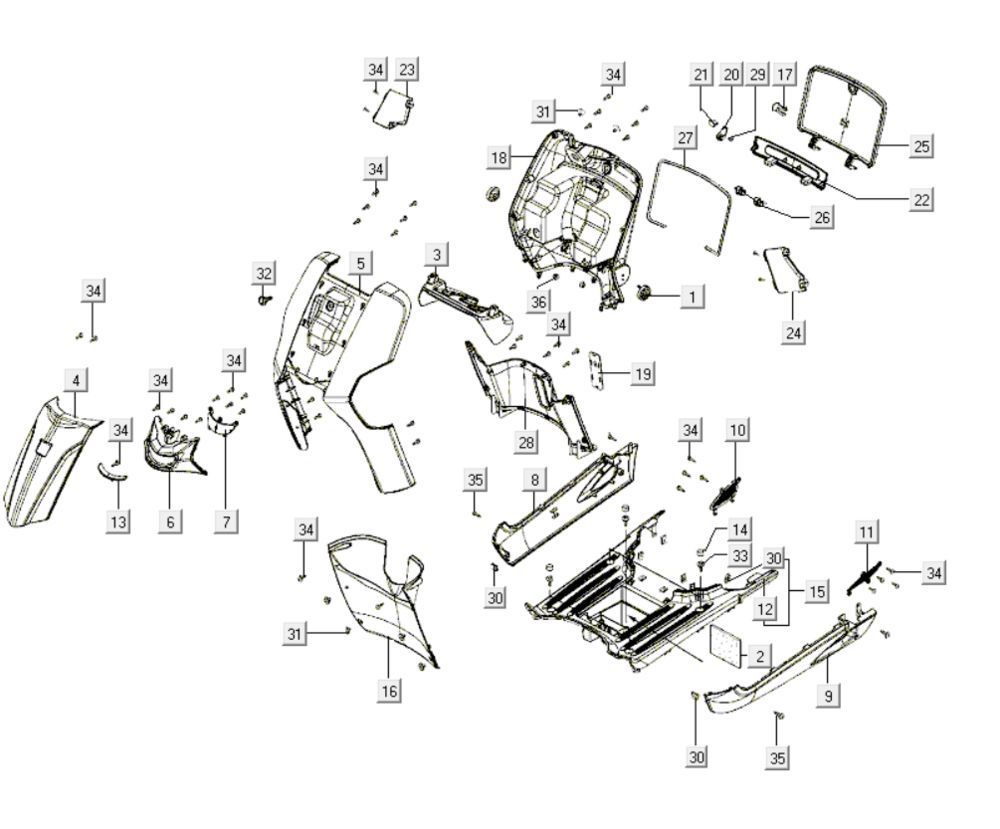 Kappen - Beplating voorzijde Kymco Like 200i Zwart