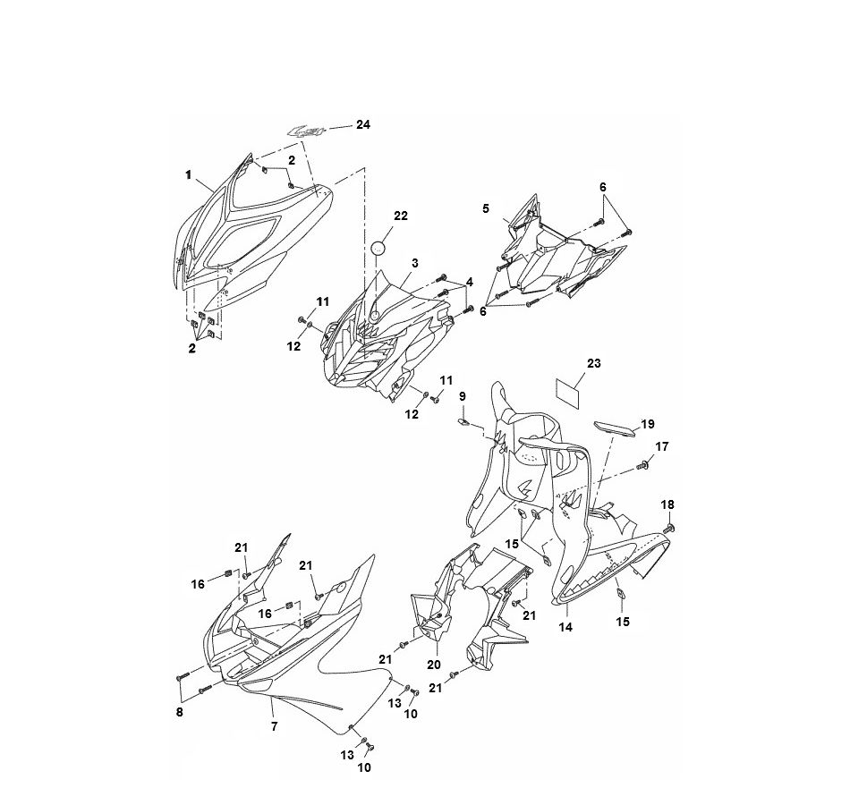 Kappen - Beplating Yamaha Aerox 4-takt 2014