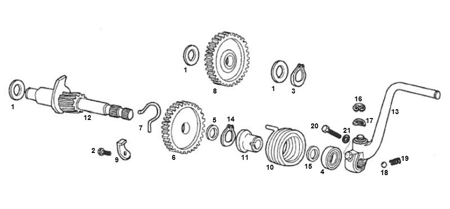Kickstarteras - Kickstartpedaal- Kickstarttandwielen Derbi Senda R oud model