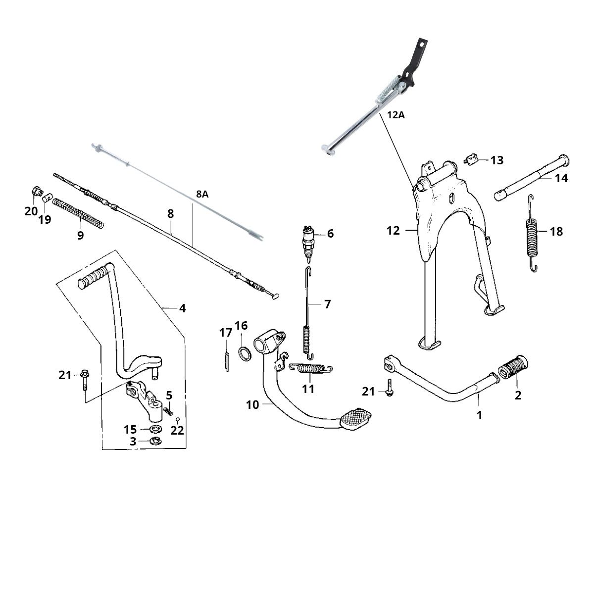 Kickstartpredaal - Rempedaal - Schakelpedaal Honda MB50/MB80