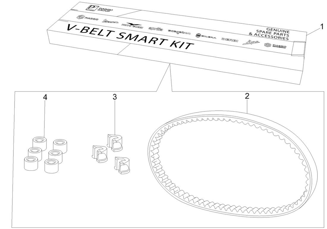 Kit v-snaar - Variateurrollen Piaggio Liberty 125 IGET 3V ABS Euro 5