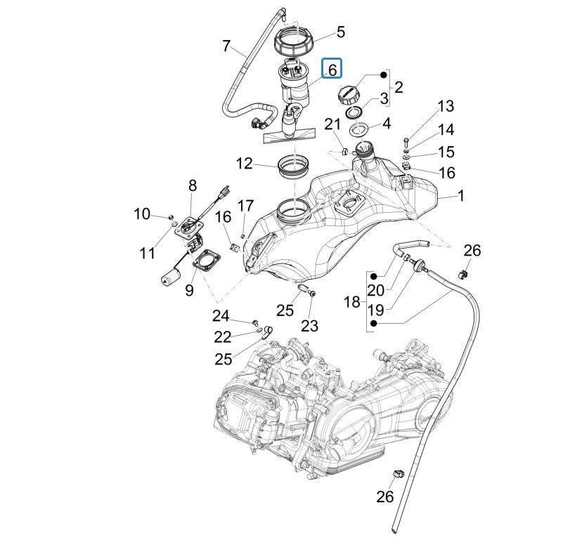 Benzinetank - Tankvlotter - Benzinepomp Vespa Sprint 125 3V IE ABS