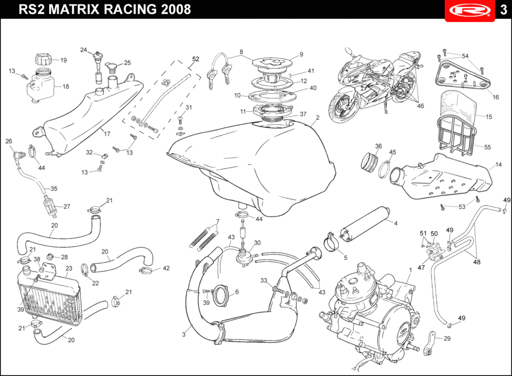 Radiateur - Koeling - Benzinetank- Uitlaat Rieju Rs2 racing zwart 2010 2-takt