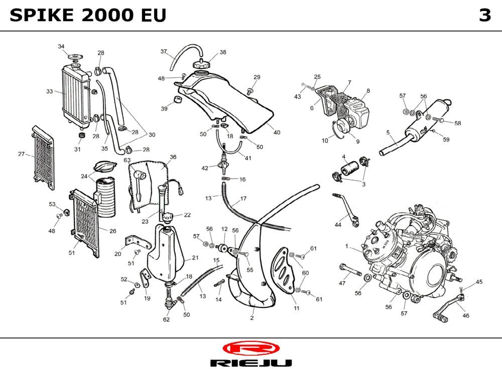 Radiateur - Koeling - Benzinetank- Uitlaat Rieju Spike grijs 2003 2-takt