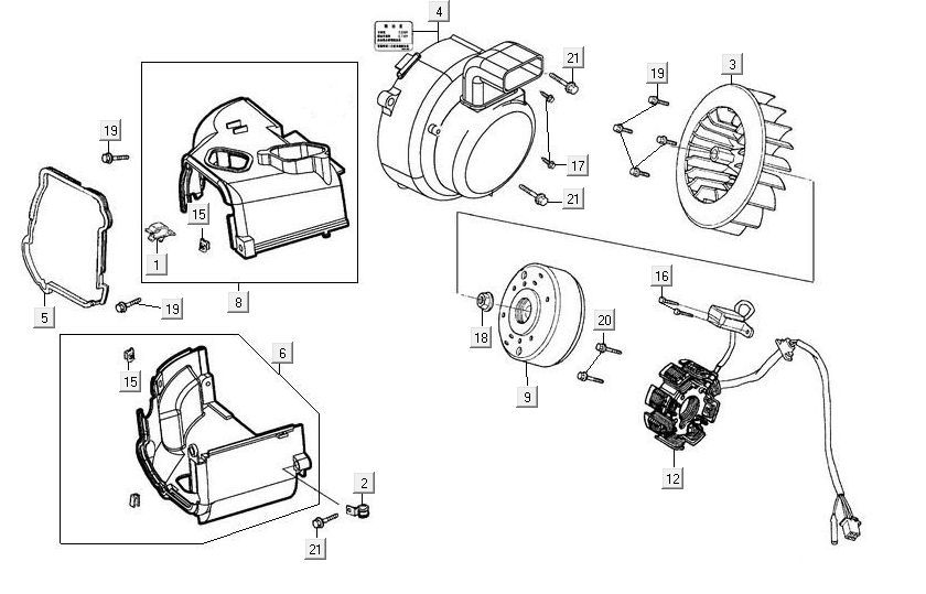 Ontsteking - Stator - Vliegwiel - Koelkappen Kymco Maxxer 90 Zwart
