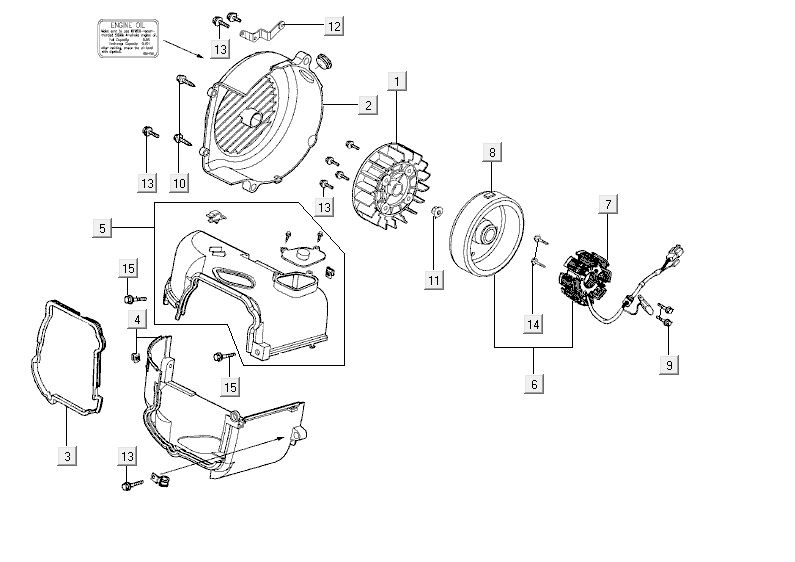 Ontsteking - Stator - Vliegwiel - Koelkappen Kymco VP50 4-takt ACdiamond white