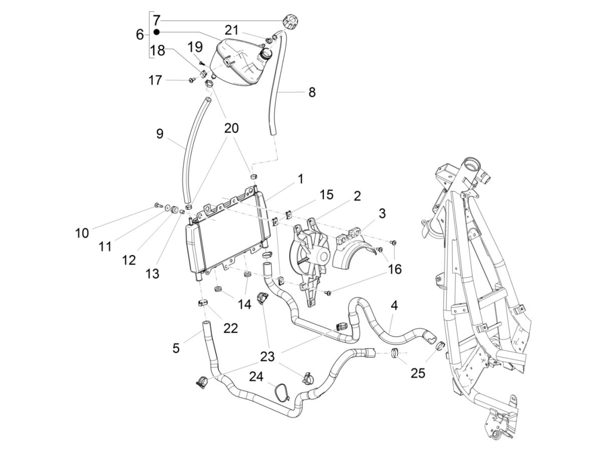 Radiateur - Koelslangen - Koelvloeistoftank Piaggio Beverly 300 IE ABS Euro 4 2016-2020