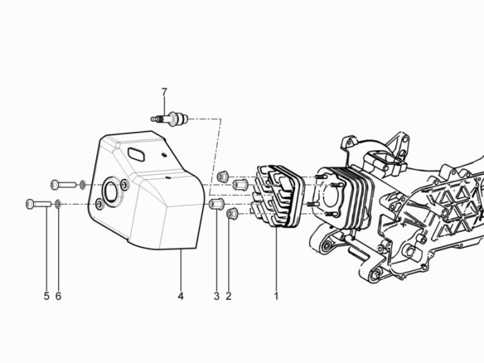 Cilinderkop - Bougie Vespa Sprint 50 2-takt AC