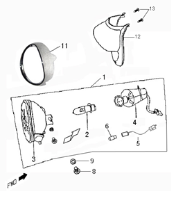Koplamp Znen Snail zwart