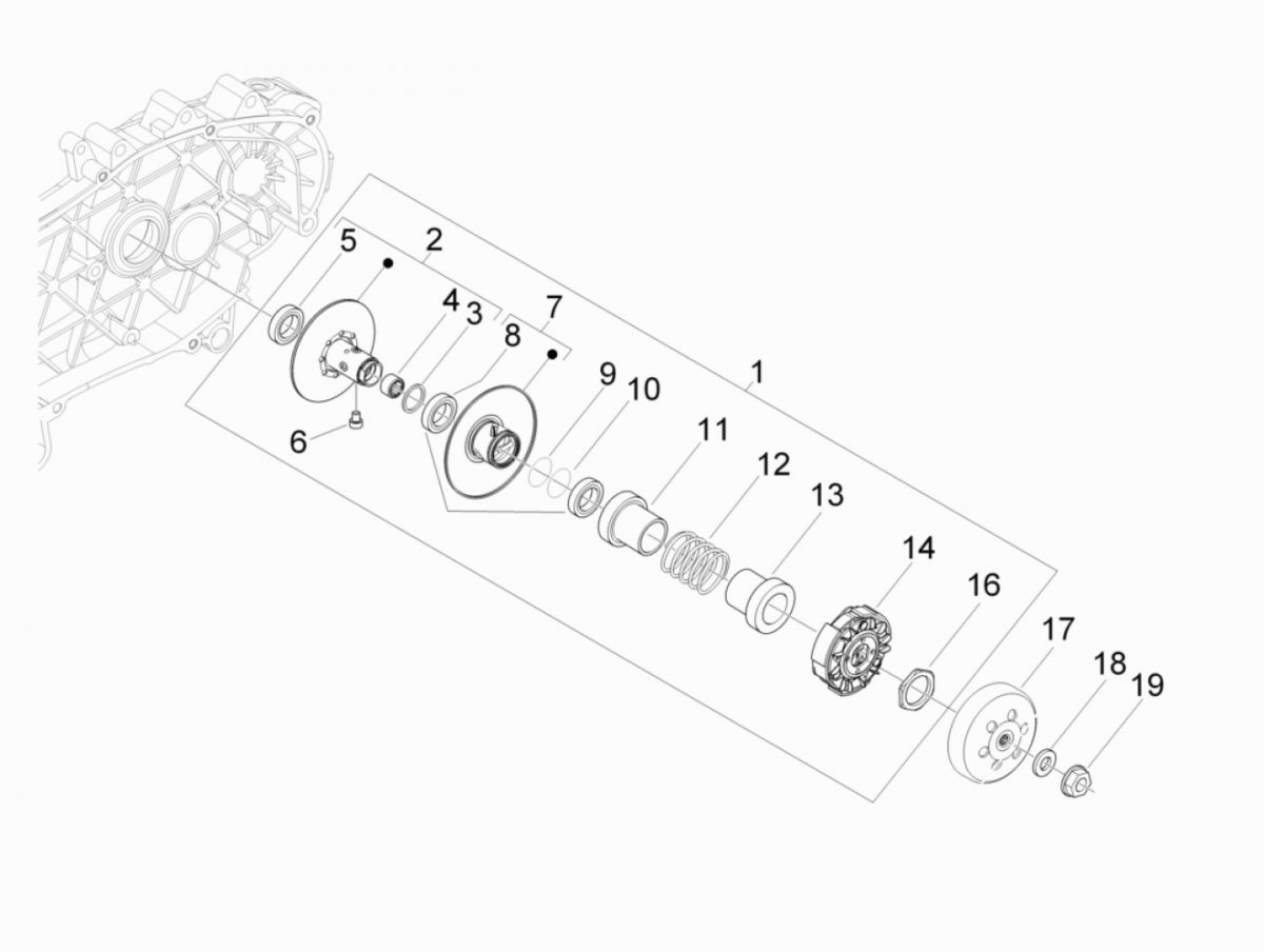 Koppeling - Koppelingshuis Piaggio Beverly 300 IE ABS Euro 4 2016-2020