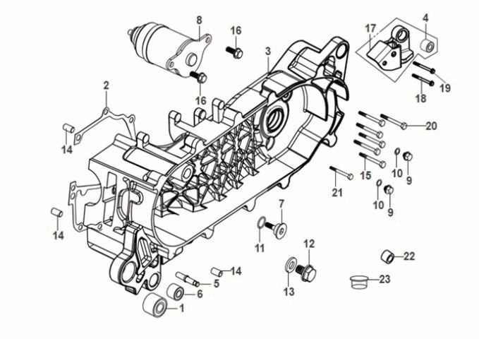 Carterhelft - startmotor Sym Fiddle IV 50 E5