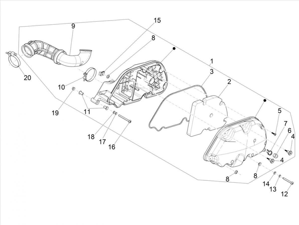 Luchtfilter Vespa GTS 300 HPE 4V IE ABS Euro 4 2019
