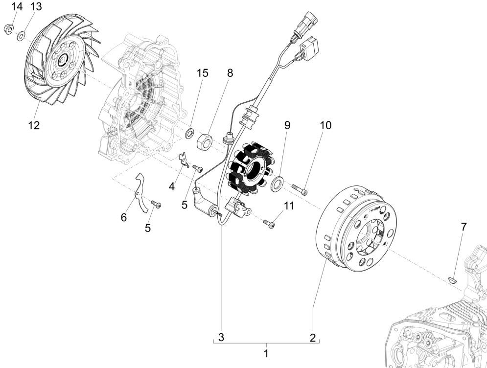 Ontsteking - Stator - Vliegwiel Piaggio Liberty 125 IGET 3V ABS Euro 5