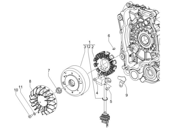 Ontsteking - Stator - Vliegwiel Vespa Primavera 50 2-takt AC
