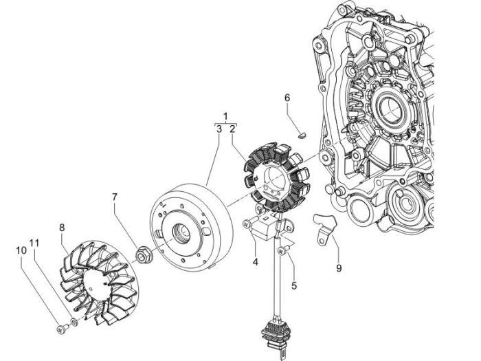 Ontsteking - Stator - Vliegwiel Piaggio Fly 50 2-takt AC