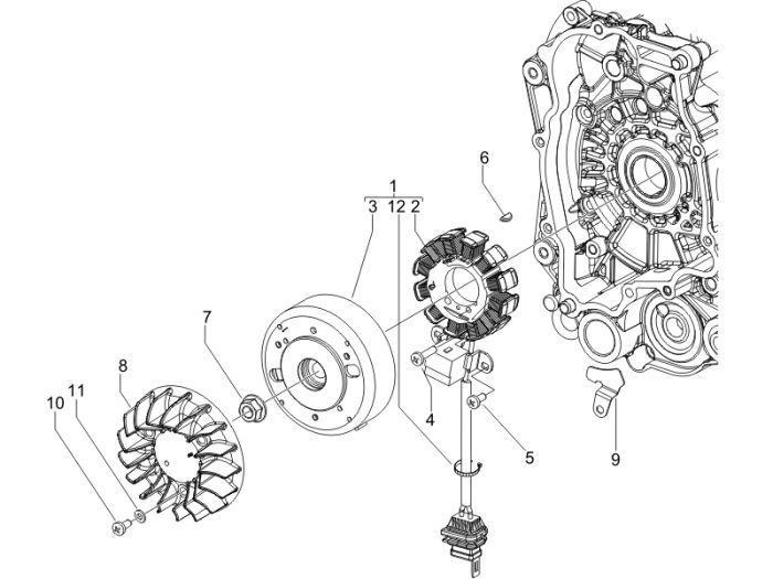 Ontsteking - Stator - Vliegwiel Vespa S 50 2-takt AC
