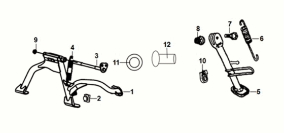 Main stand - kick starter arm Sym X-Pro 50 E5