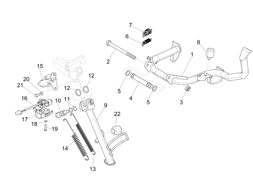 Middenstandaard - Zijstandaard Vespa GTS 300 HPE 4V IE ABS Euro 4 2019