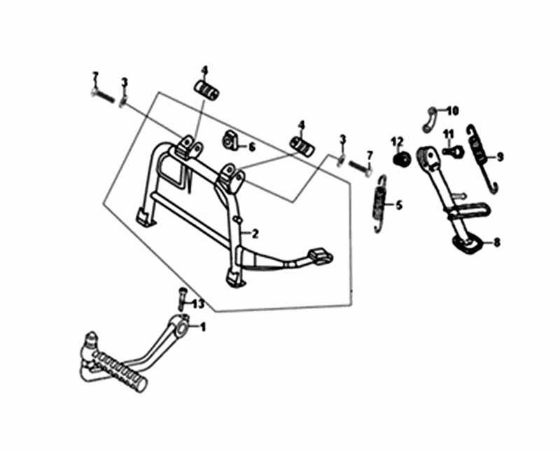 Middenstandaard - Zijstandaard - Kickstartpedaal Sym Orbit II Euro 4 Mat Gray