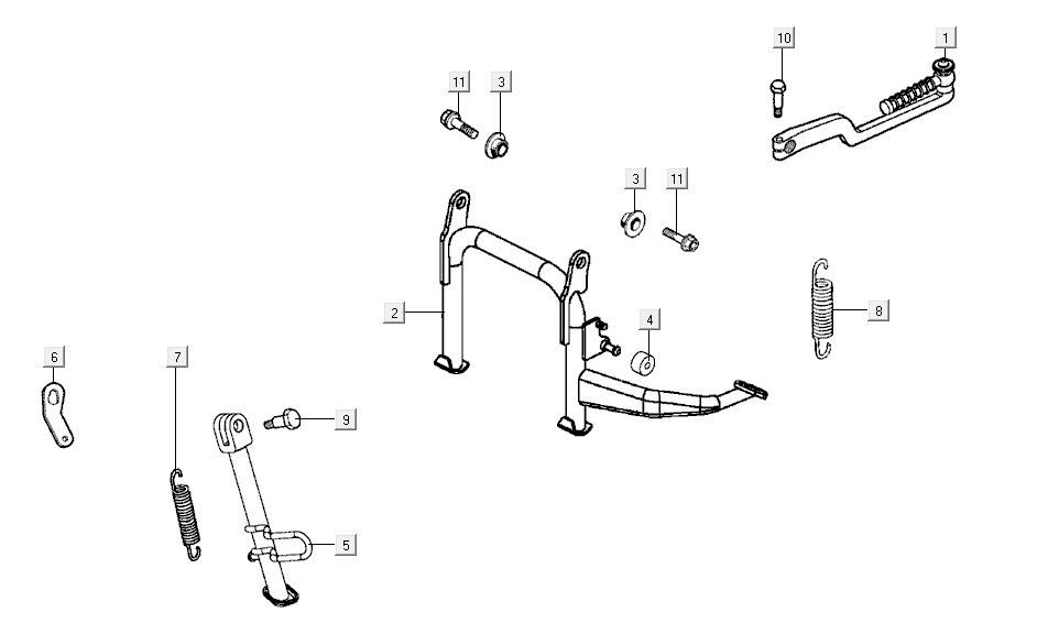 Middenstandaard - Zijstandaard - Kickstartpedaal Kymco Agility CITY 16 125