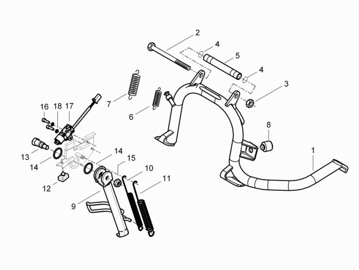 Middenstandaard - Zijstandaard Piaggio Beverly 300 IE ABS Euro 4 2016-2020
