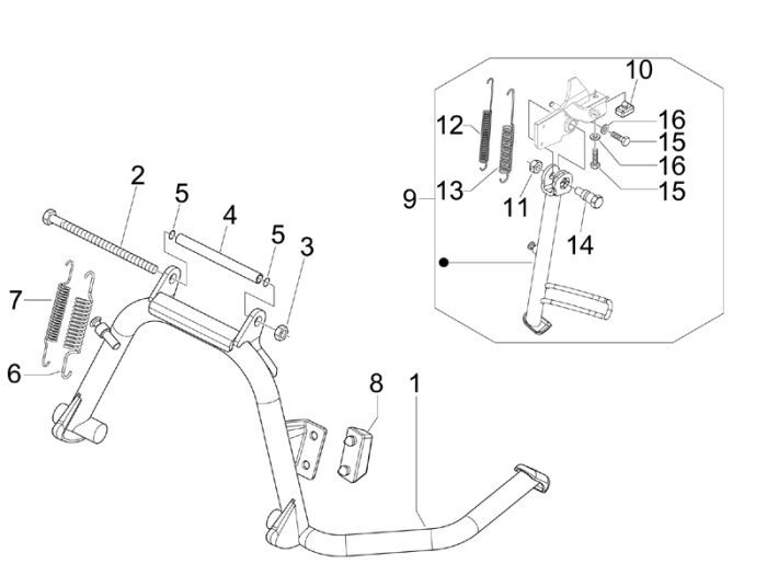 Middenstandaard Vespa S 50 4-takt 4V AC