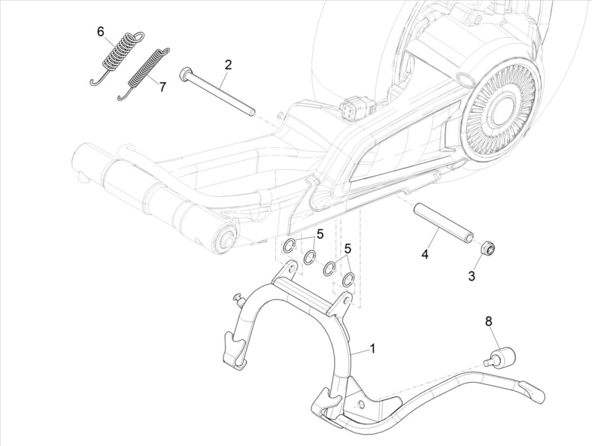 Middenstandaard Vespa Elettrica 2018-2019