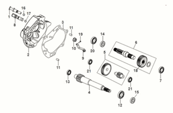 Mission case - drive shaft Sym X-Pro 50 E5