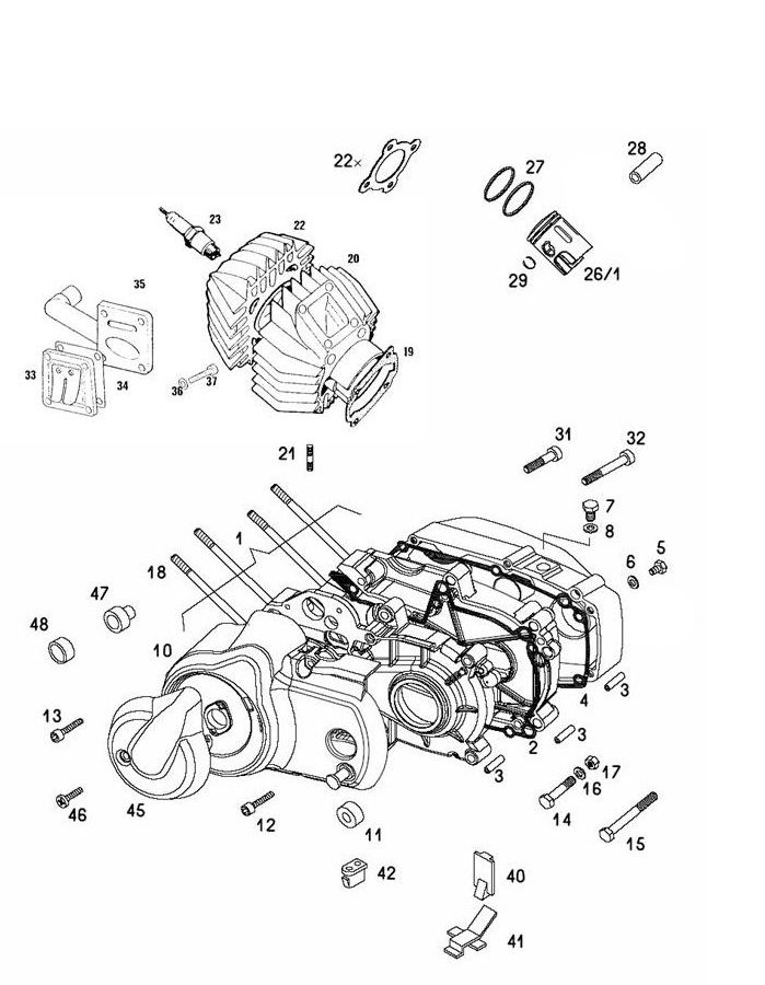 Carter - Cilinder - Zuiger - Cilinderkop - Bougie Tomos Pack'r 2-takt
