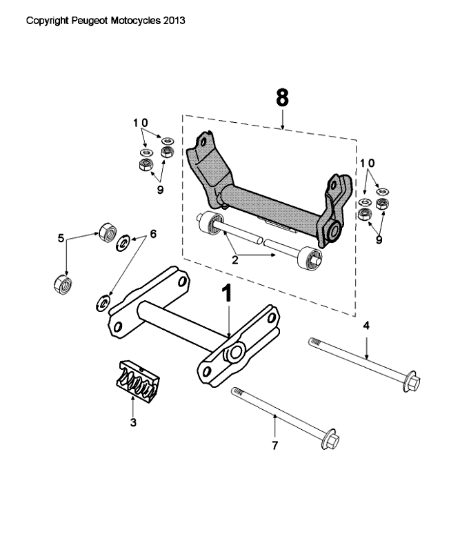 Motorophanging Peugeot Citystar 50 Bruin