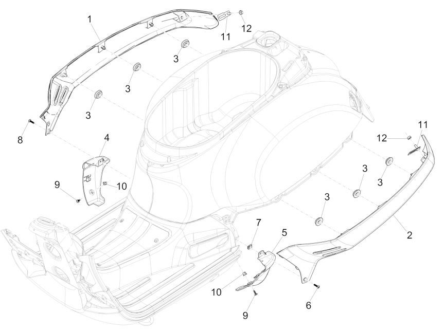Motorschermen Vespa GTS 125 IE wit 544