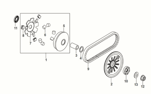 Movable drive face assy Sym Mio 50I E5