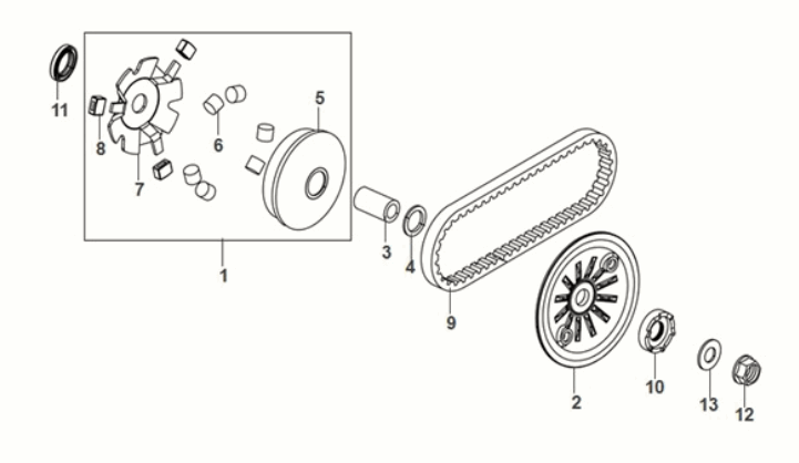 Movable drive face assy Sym Orbit III 50 E5