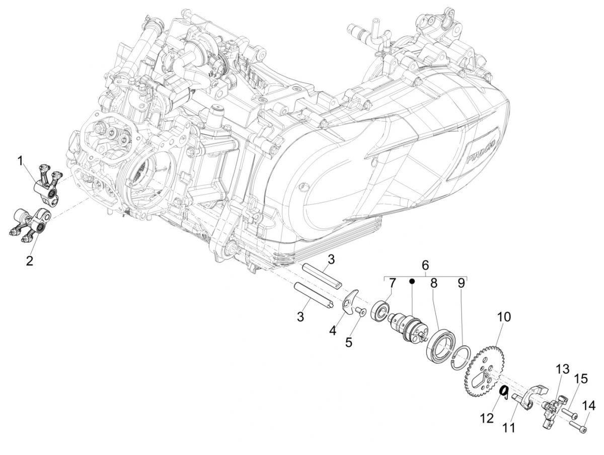 Nokkenas - Tuimerlaars Piaggio Medley 125 IE ABS Euro 4 2016-2019