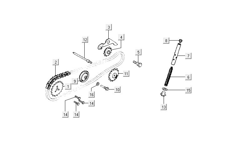 Nokkenas- Distributieketting Kymco Activ 50 4-takt zilver