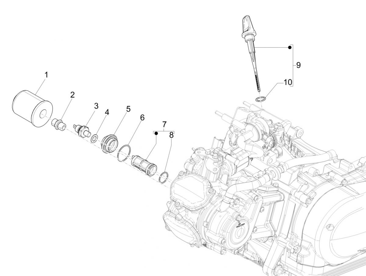 Oliefilter Vespa GTS 125 IE ABS Euro 4 2016-2018