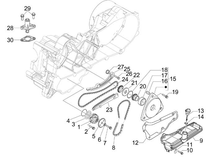 Oliepomp Vespa Sprint 50 4-takt 4V